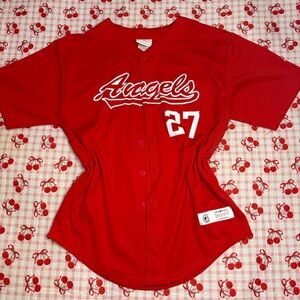 Angels Red Button-Up Top